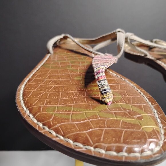 Sam Edelman Vegan Almond Woven Sand Gigi Thong Ankle Strap Sandals Size 9 1/2 - Picture 4 of 14